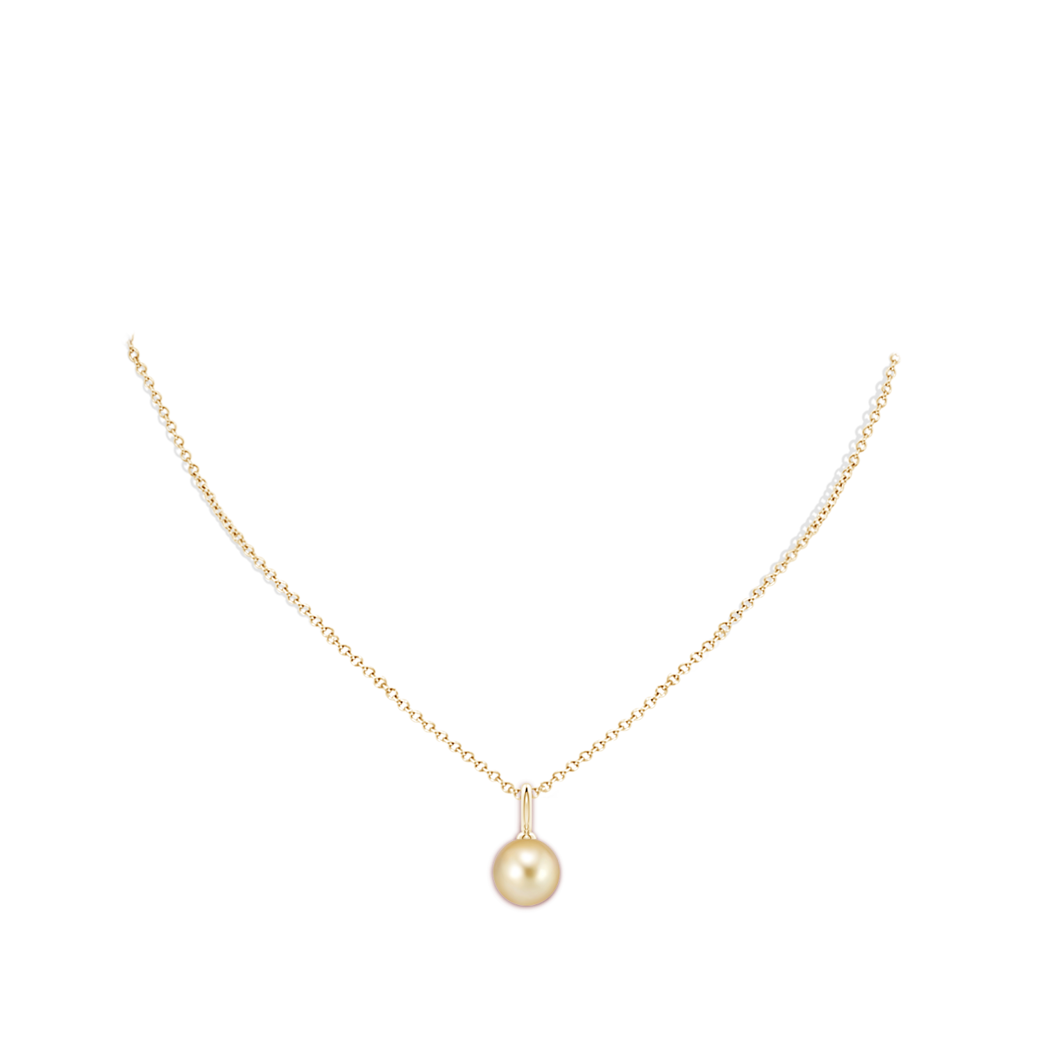 10mm AAAA Classic Golden South Sea Pearl Solitaire Pendant in Yellow Gold - body_neck