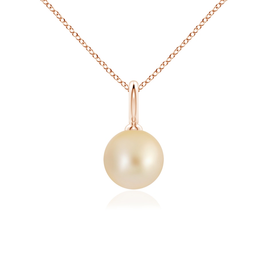 8mm AA Classic Golden South Sea Pearl Solitaire Pendant in Rose Gold 