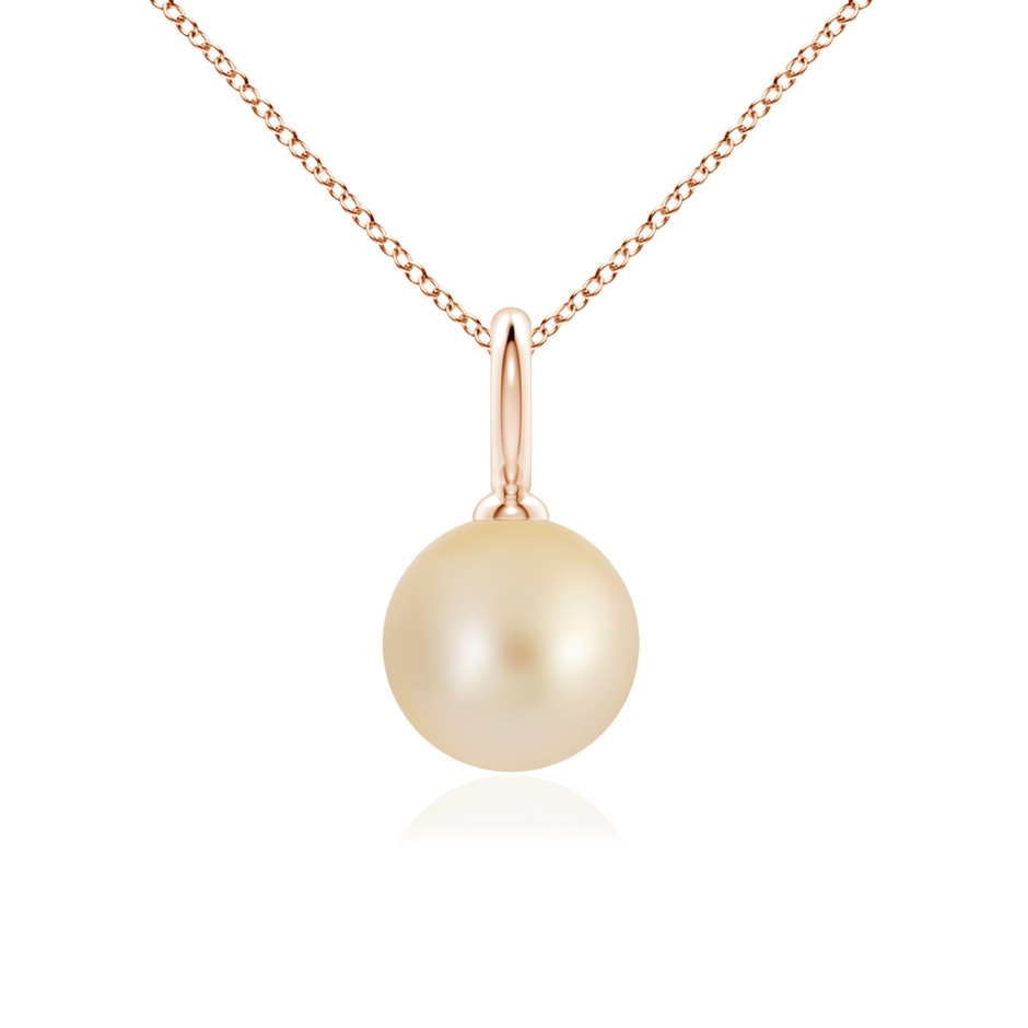 9mm AA Classic Golden South Sea Pearl Solitaire Pendant in Rose Gold 