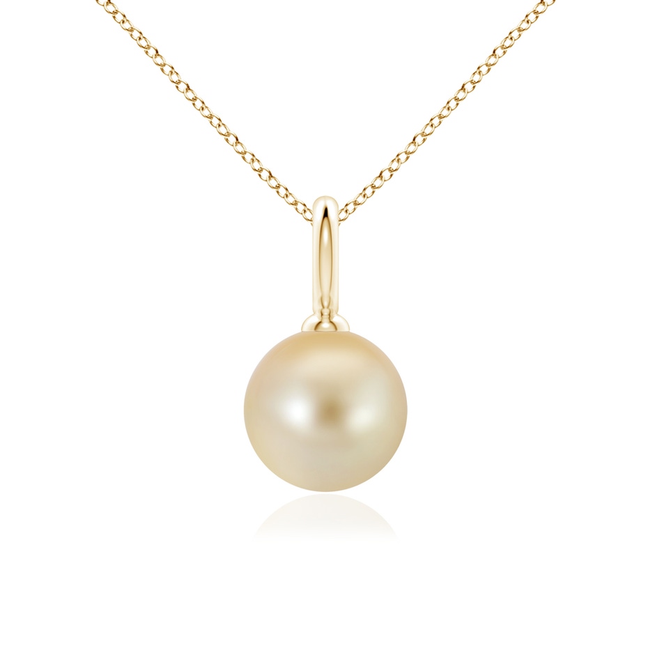 9mm AAA Classic Golden South Sea Pearl Solitaire Pendant in Yellow Gold 