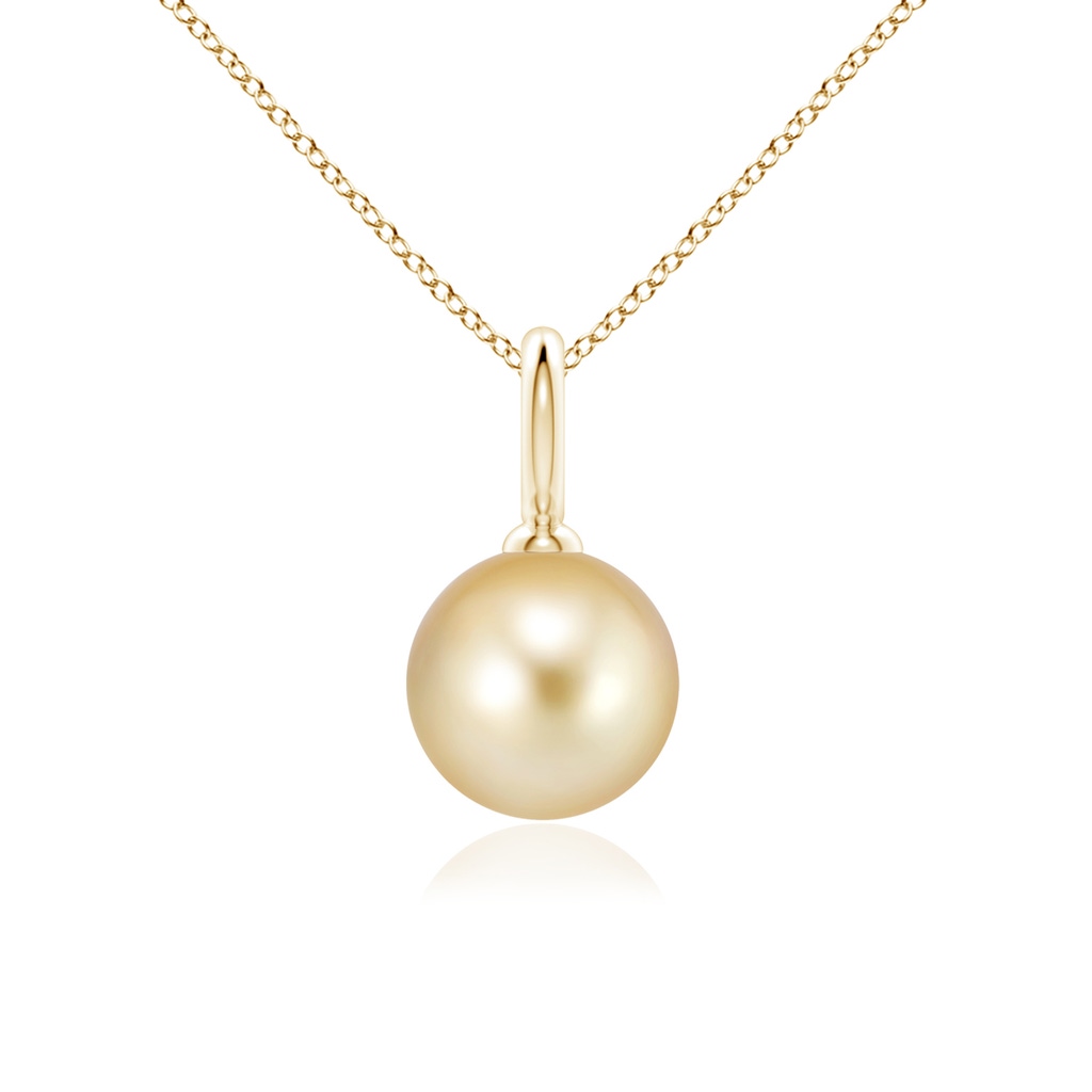 9mm AAAA Classic Golden South Sea Pearl Solitaire Pendant in Yellow Gold