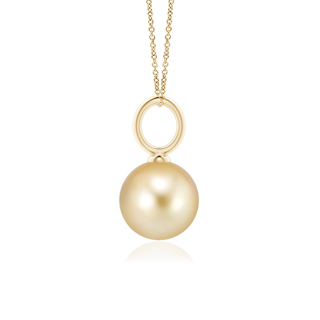 9mm AAAA Classic Golden South Sea Pearl Solitaire Pendant in Yellow Gold Side-1