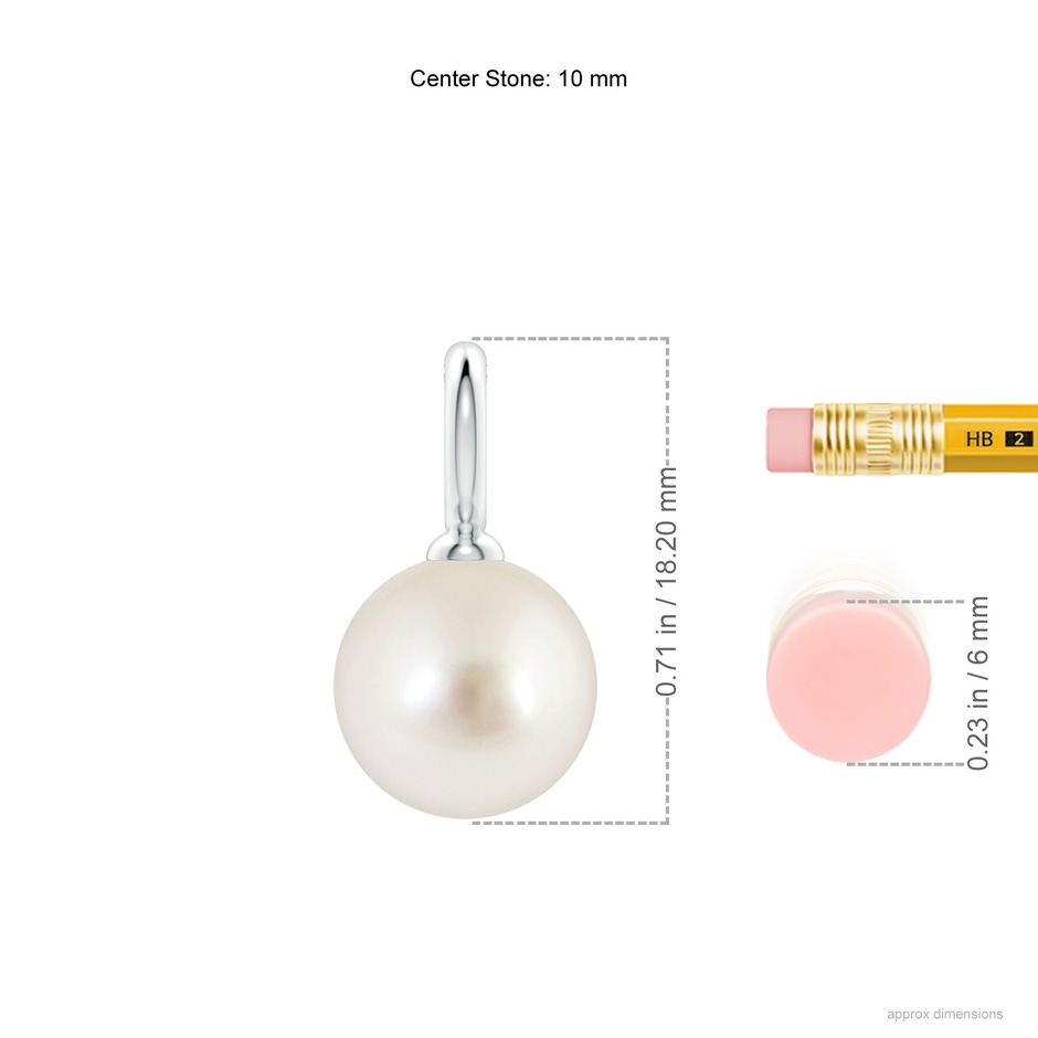 10mm AAAA Classic South Sea Pearl Solitaire Pendant in P950 Platinum ruler