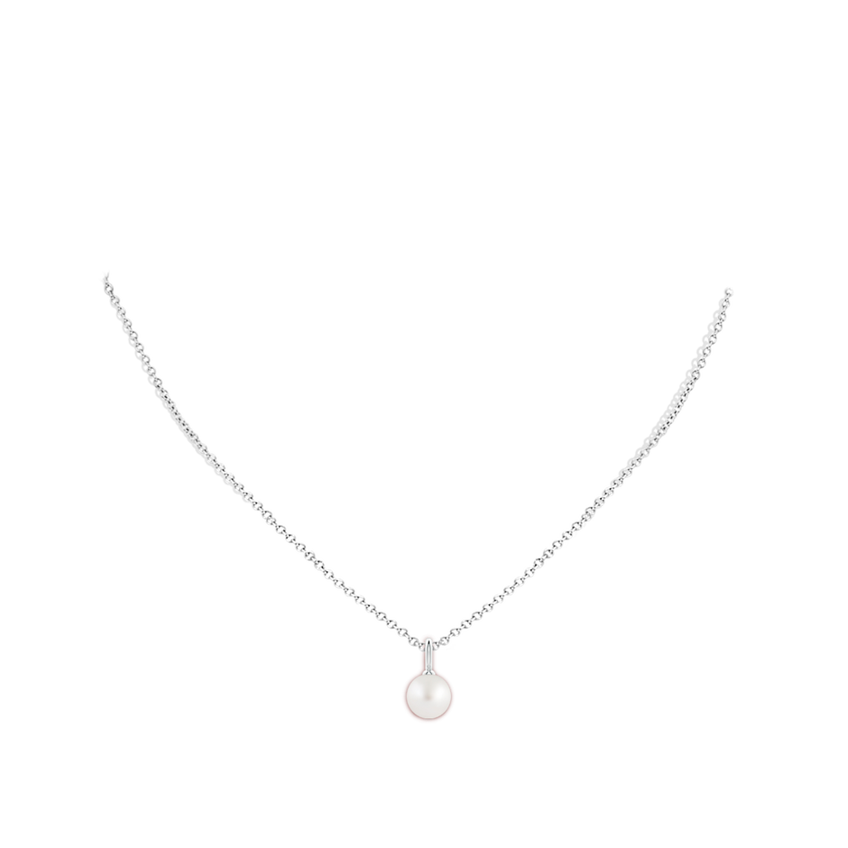 8mm AA Classic South Sea Pearl Solitaire Pendant in White Gold body-neck