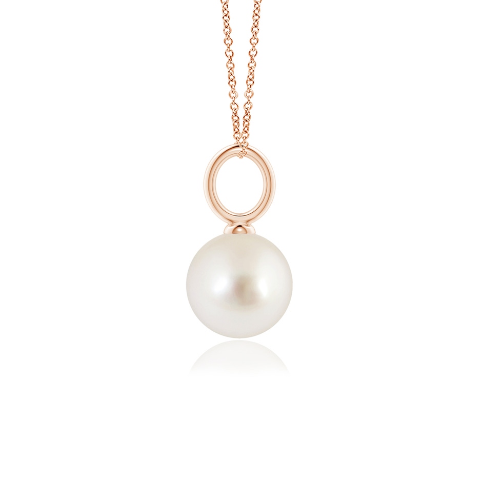 8mm AAAA Classic South Sea Pearl Solitaire Pendant in Rose Gold side-1