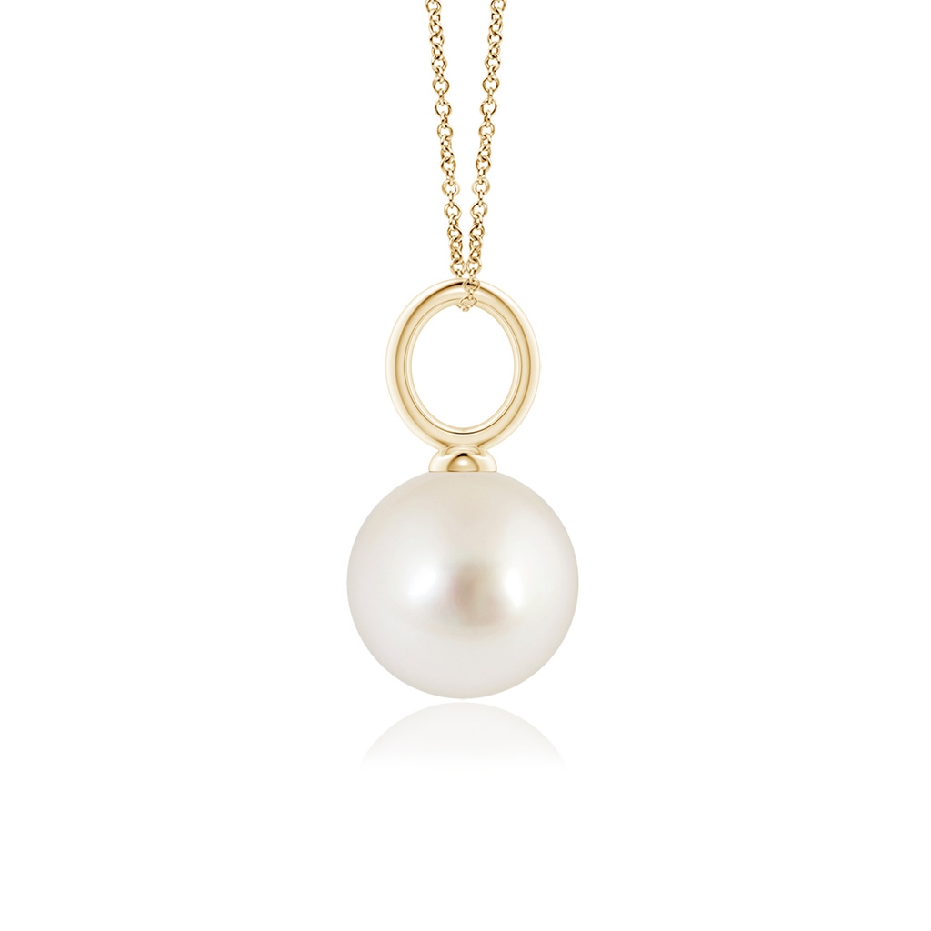 9mm AAAA Classic South Sea Pearl Solitaire Pendant in Yellow Gold Side-1