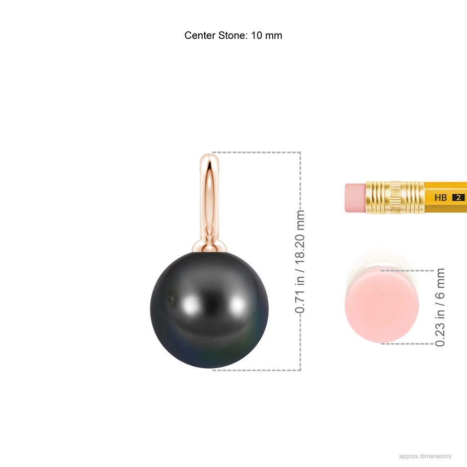 10mm AA Classic Tahitian Pearl Solitaire Pendant in Rose Gold ruler