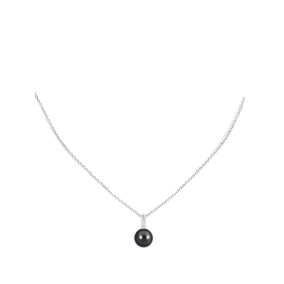 10mm AA Classic Tahitian Pearl Solitaire Pendant in White Gold body-neck