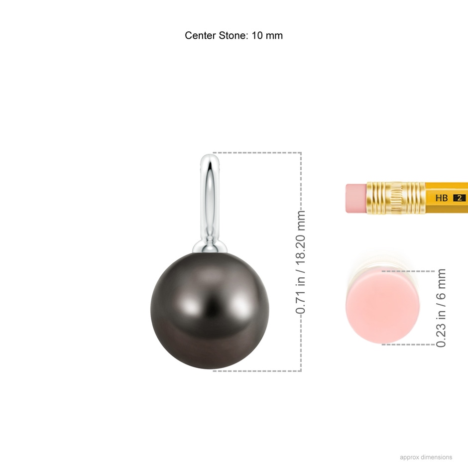 10mm AAA Classic Tahitian Pearl Solitaire Pendant in P950 Platinum ruler