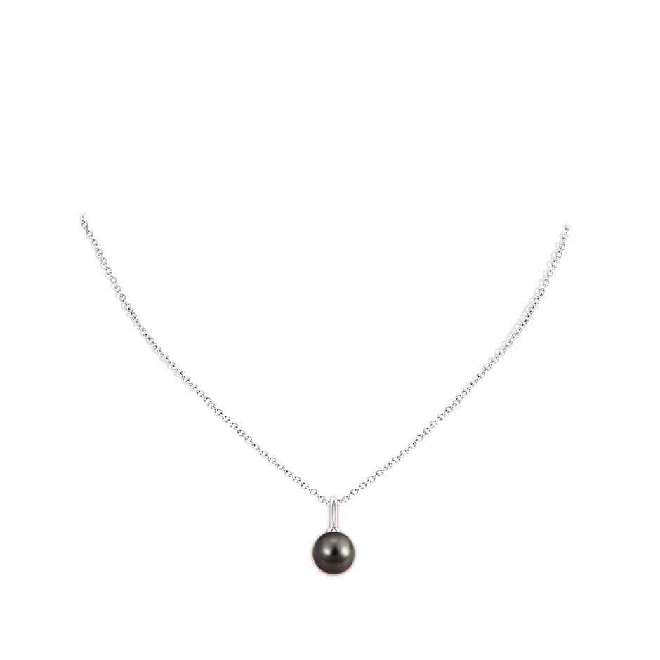 10mm AAA Classic Tahitian Pearl Solitaire Pendant in P950 Platinum body-neck