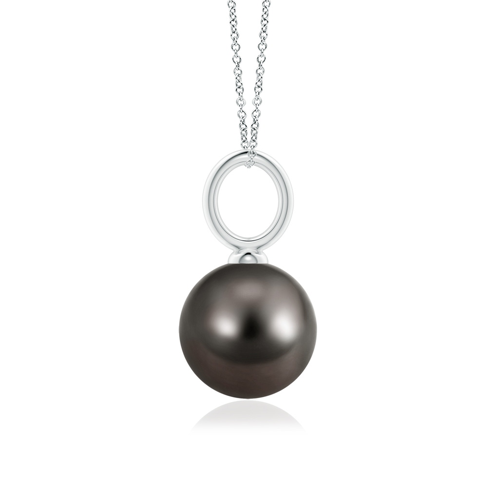 10mm AAA Classic Tahitian Pearl Solitaire Pendant in White Gold Side-1