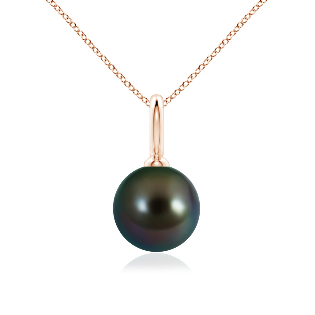 10mm AAAA Classic Tahitian Pearl Solitaire Pendant in Rose Gold