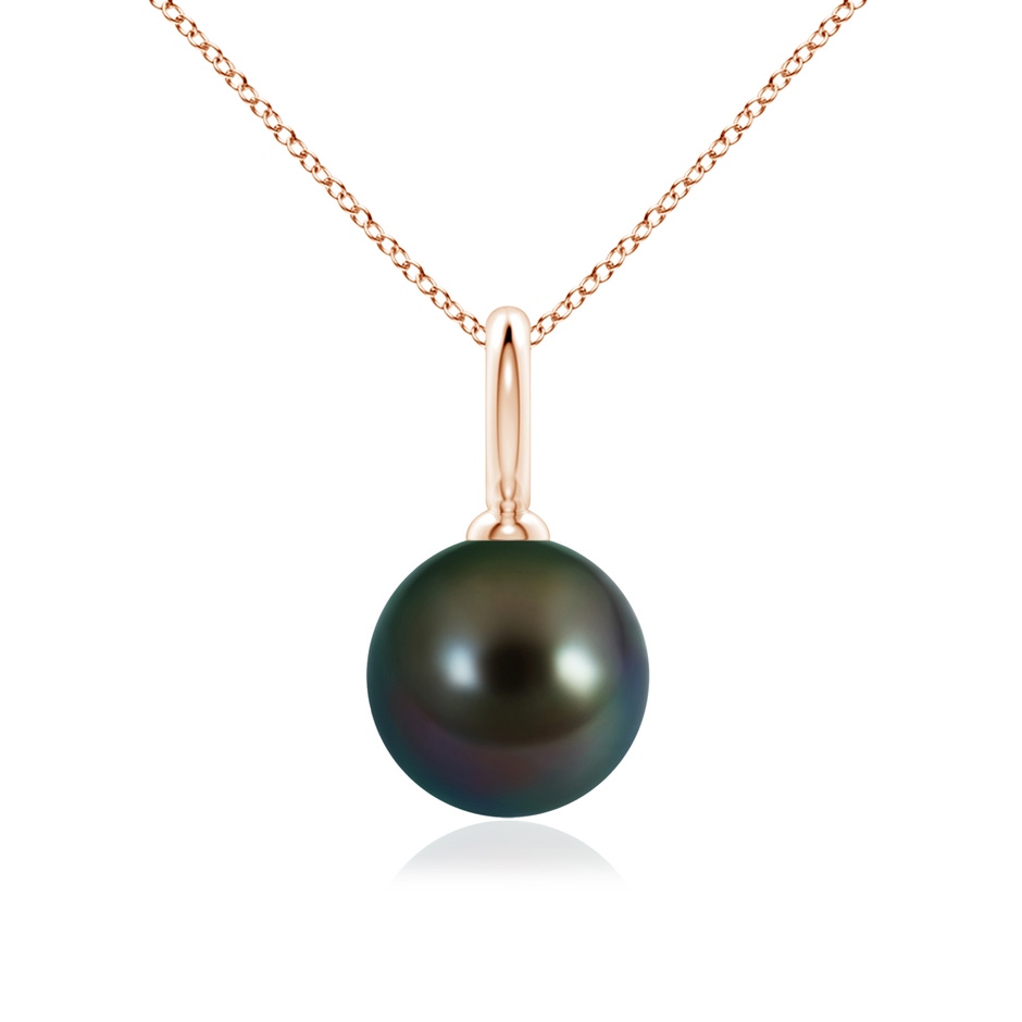 10mm AAAA Classic Tahitian Pearl Solitaire Pendant in Rose Gold 