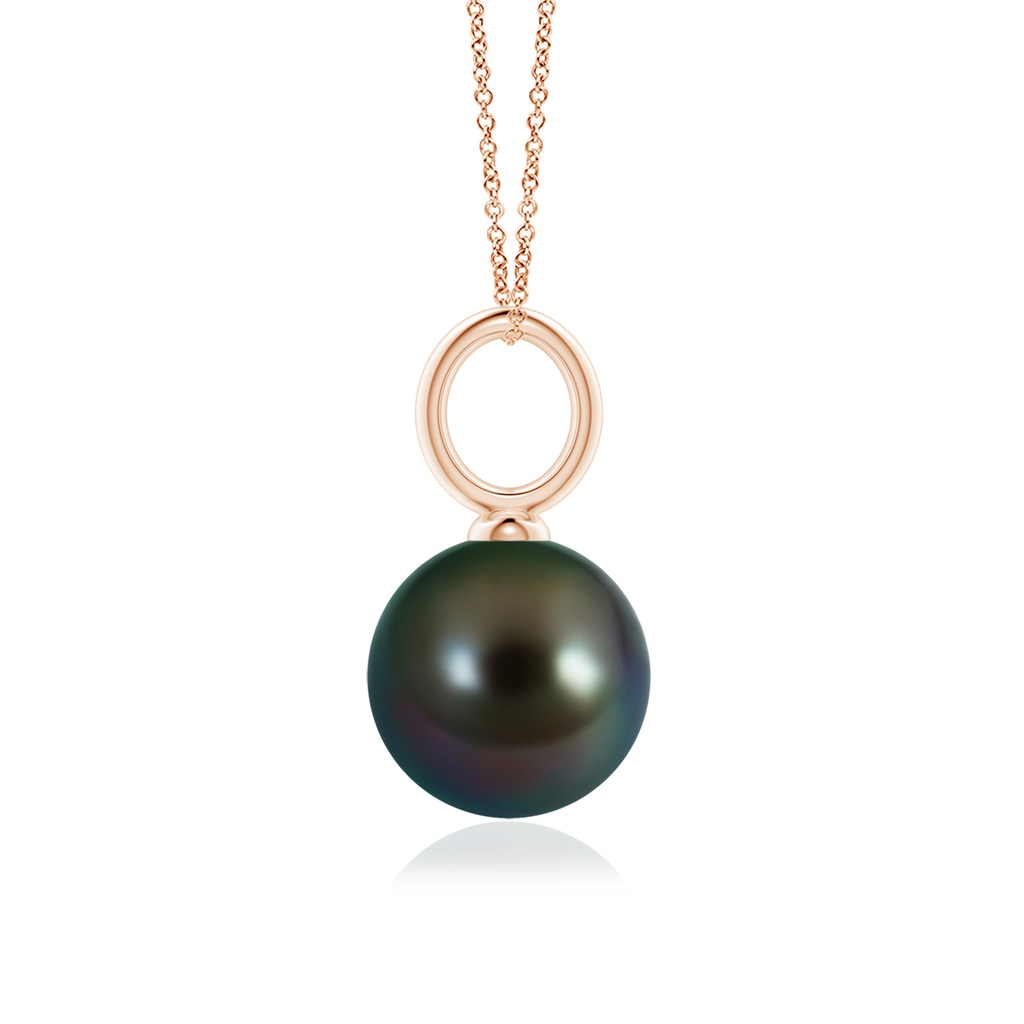 10mm AAAA Classic Tahitian Pearl Solitaire Pendant in Rose Gold - side_1