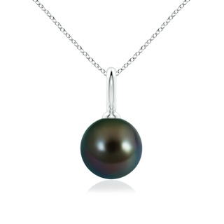 10mm AAAA Classic Tahitian Pearl Solitaire Pendant in White Gold