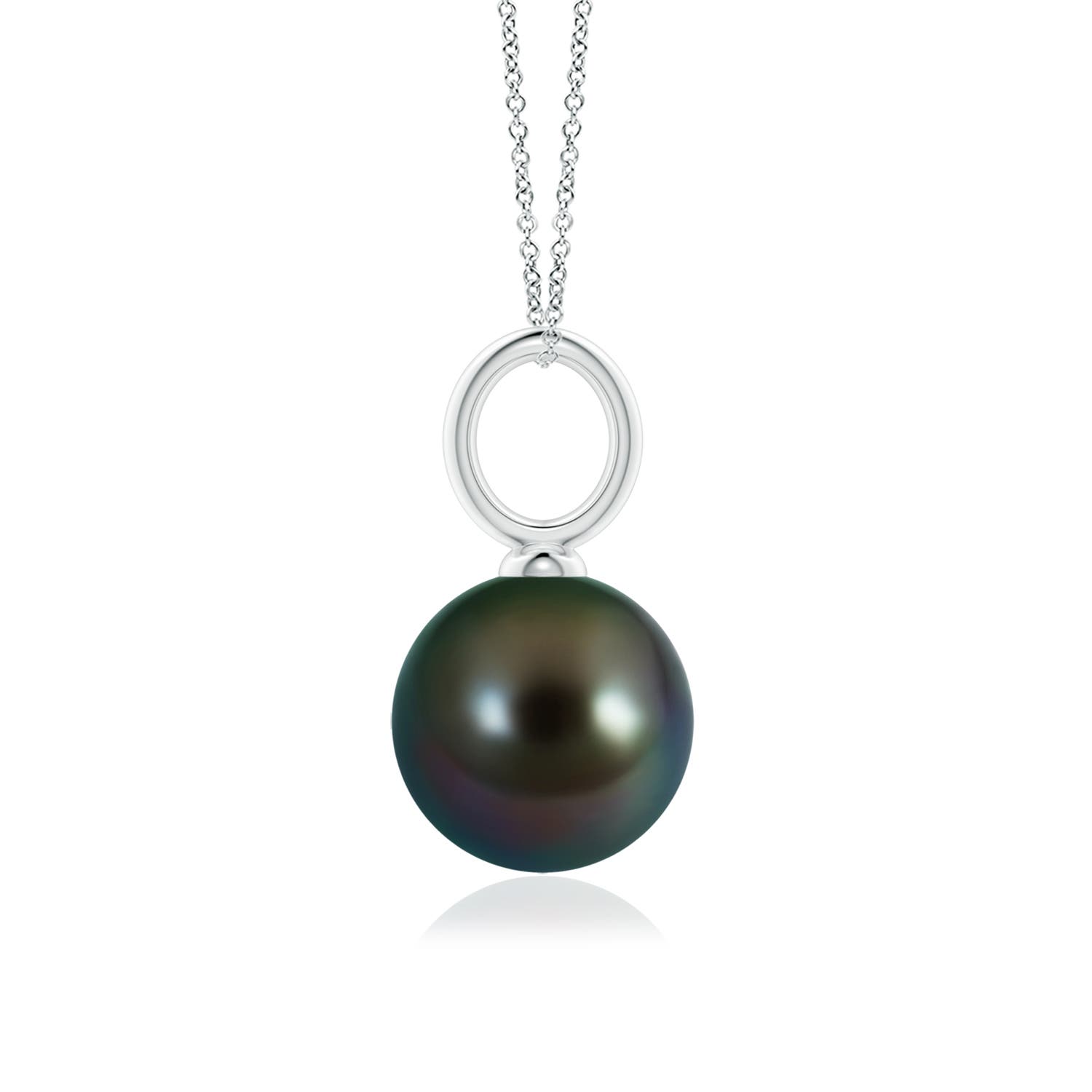 10mm AAAA Classic Tahitian Pearl Solitaire Pendant in White Gold