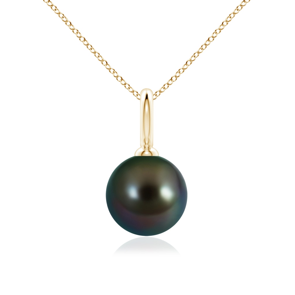 10mm AAAA Classic Tahitian Pearl Solitaire Pendant in Yellow Gold