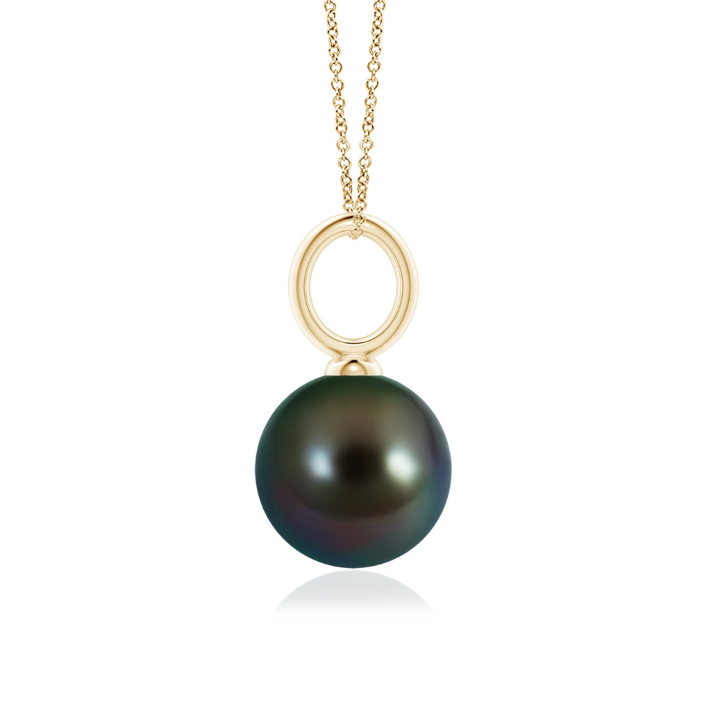 10mm AAAA Classic Tahitian Pearl Solitaire Pendant in Yellow Gold - side_1