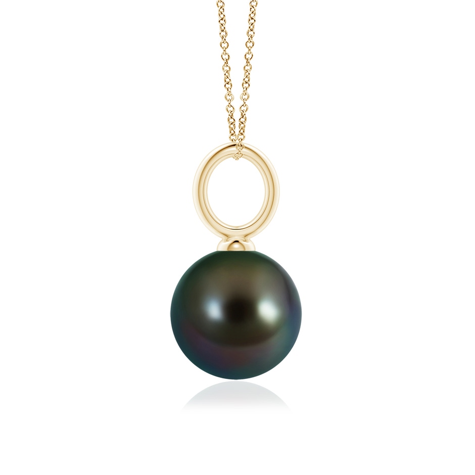 10mm AAAA Classic Tahitian Pearl Solitaire Pendant in Yellow Gold side-1