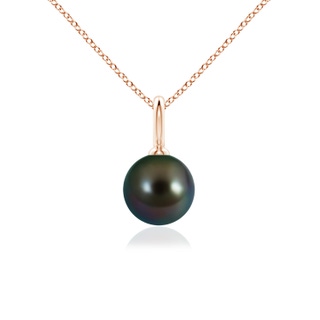 8mm AAAA Classic Tahitian Pearl Solitaire Pendant in Rose Gold