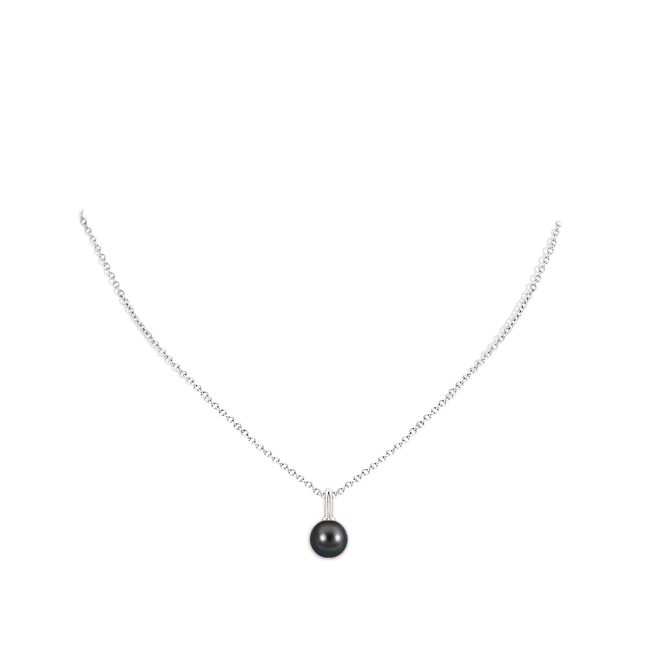9mm AA Classic Tahitian Pearl Solitaire Pendant in White Gold body-neck