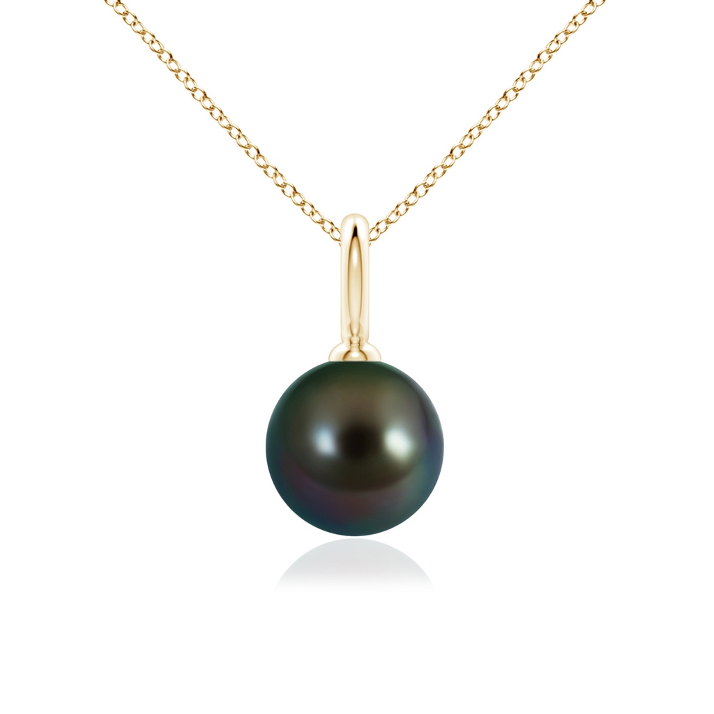 9mm AAAA Classic Tahitian Pearl Solitaire Pendant in Yellow Gold