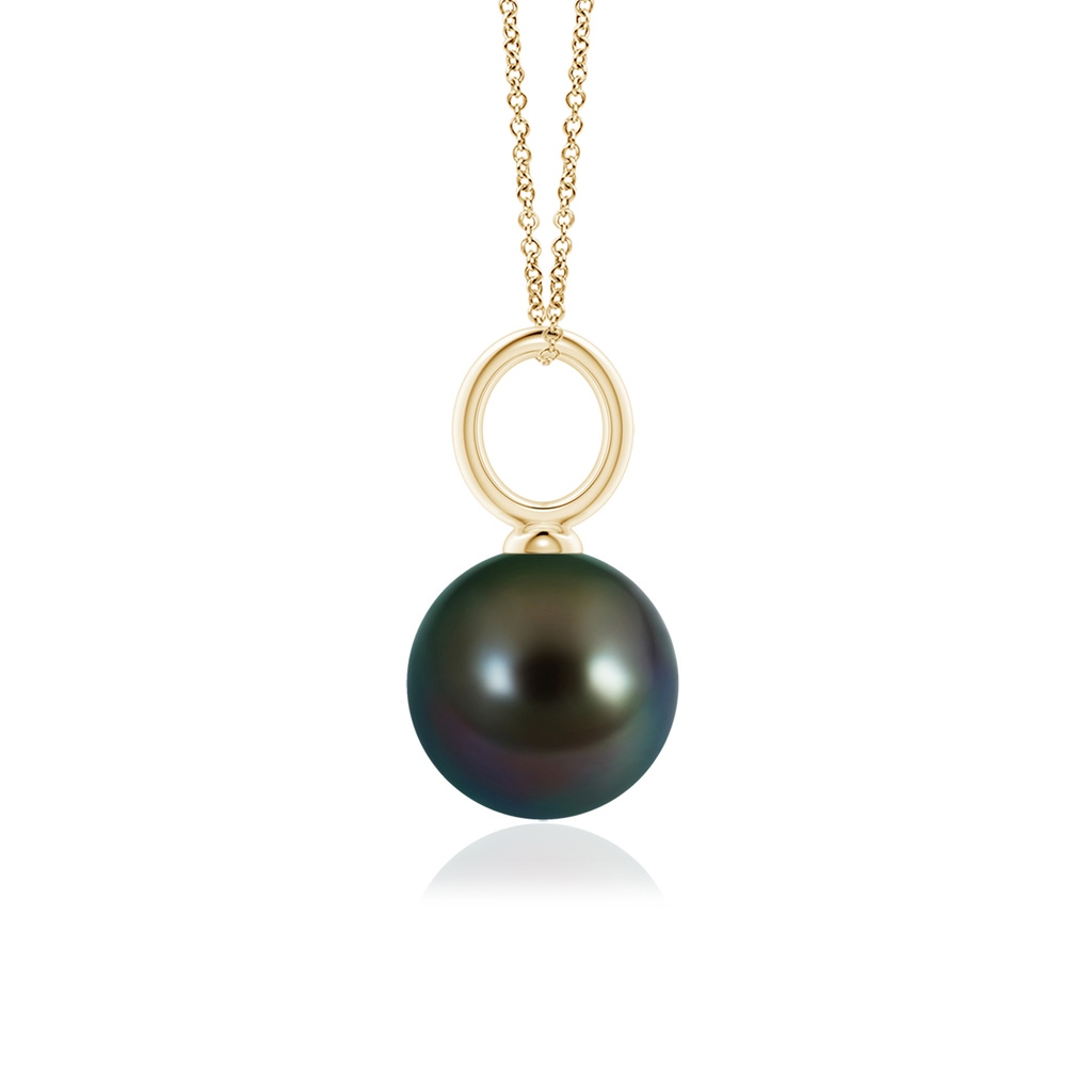 9mm AAAA Classic Tahitian Pearl Solitaire Pendant in Yellow Gold Side-1