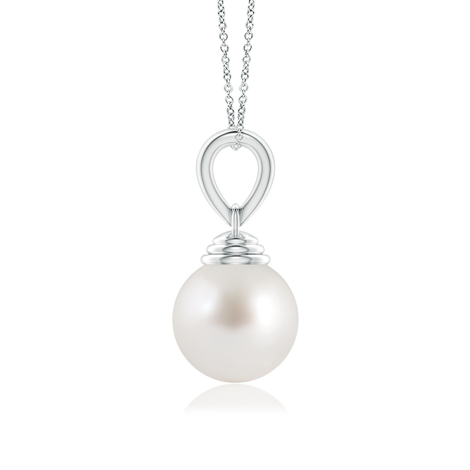 10mm AAA Classic Solitaire South Sea Pearl Pendant in White Gold side-1