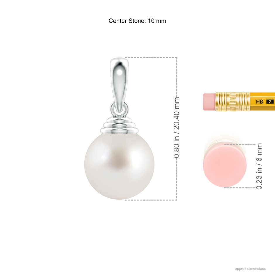 10mm AAA Classic Solitaire South Sea Pearl Pendant in White Gold ruler