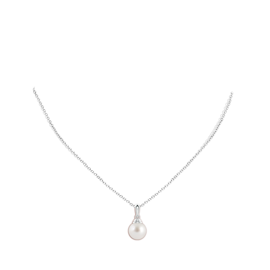 10mm AAA Classic Solitaire South Sea Pearl Pendant in White Gold body-neck