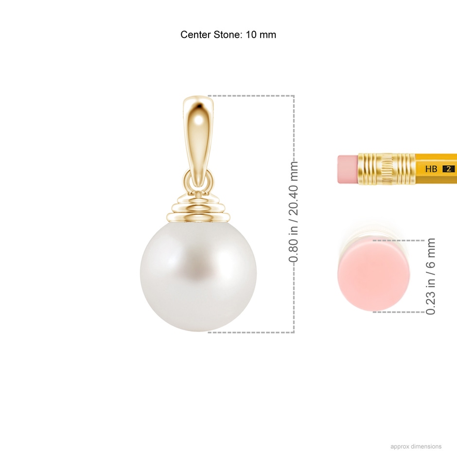 10mm AAA Classic Solitaire South Sea Pearl Pendant in Yellow Gold ruler