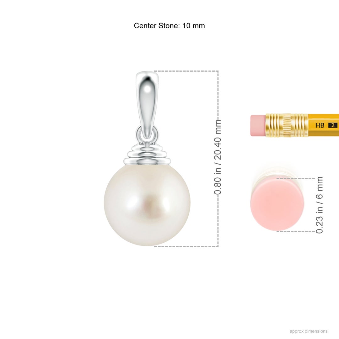 10mm AAAA Classic Solitaire South Sea Pearl Pendant in P950 Platinum - ruler
