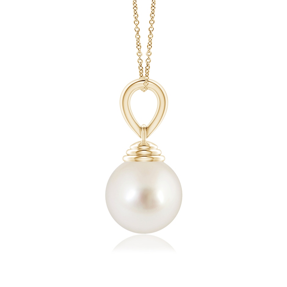 10mm AAAA Classic Solitaire South Sea Pearl Pendant in Yellow Gold side-1
