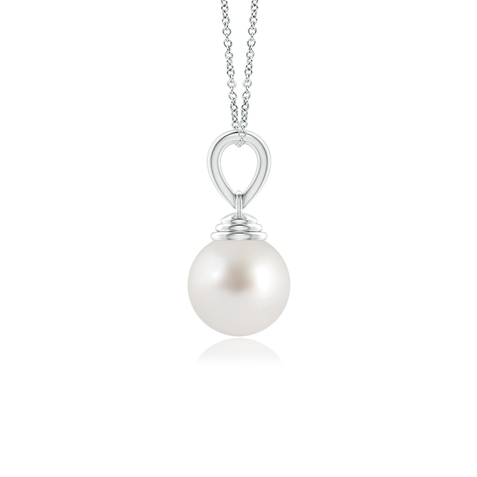 8mm AAA Classic Solitaire South Sea Pearl Pendant in White Gold side-1