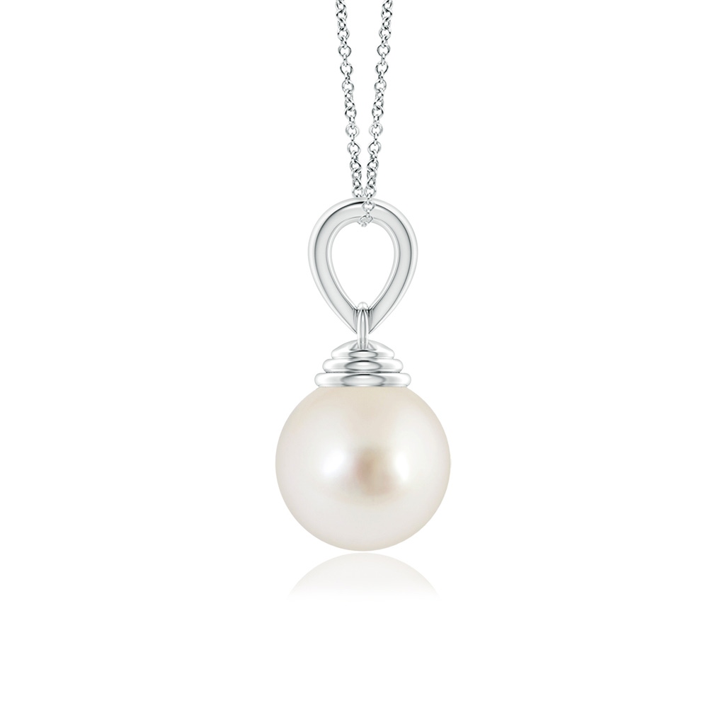 9mm AAAA Classic Solitaire South Sea Pearl Pendant in White Gold Side-1