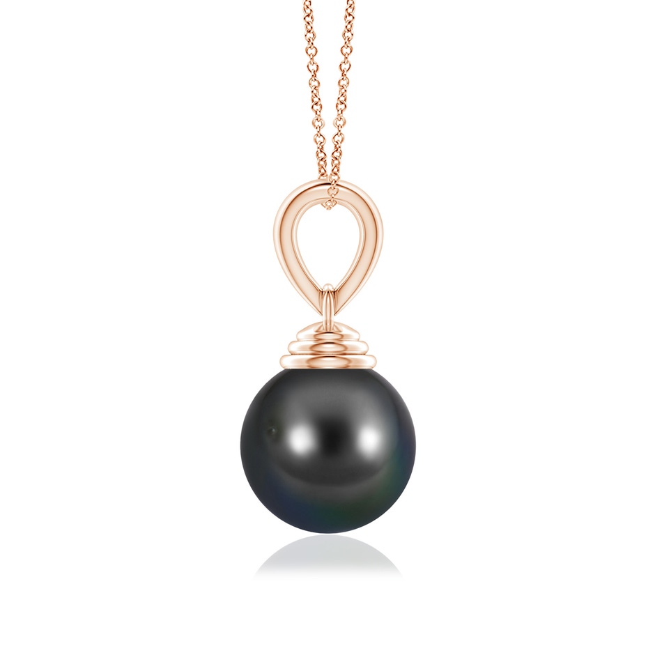 10mm AA Classic Solitaire Tahitian Pearl Pendant in Rose Gold side-1