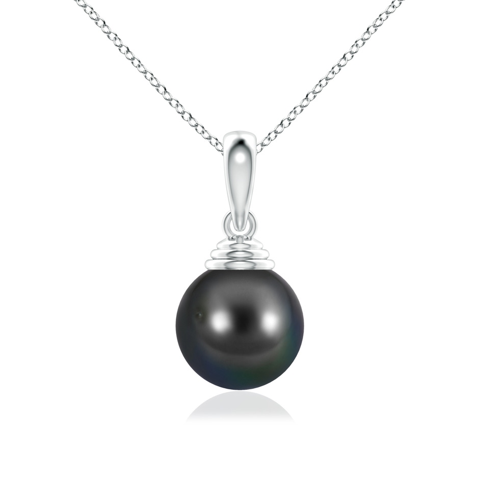 10mm AA Classic Solitaire Tahitian Pearl Pendant in White Gold 