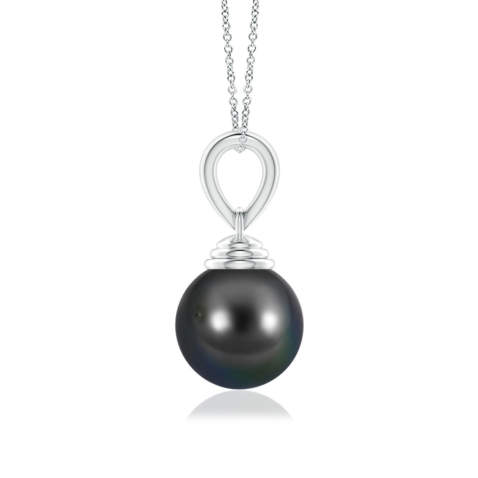10mm AA Classic Solitaire Tahitian Pearl Pendant in White Gold side-1