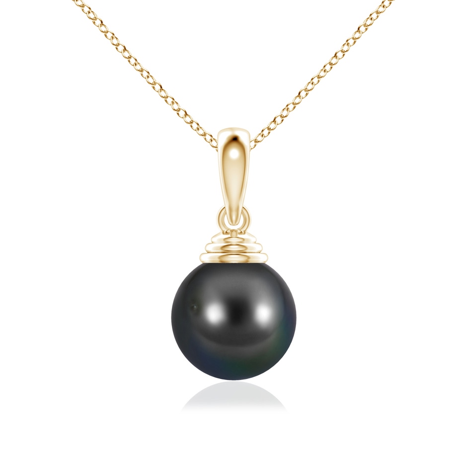 10mm AA Classic Solitaire Tahitian Pearl Pendant in Yellow Gold 