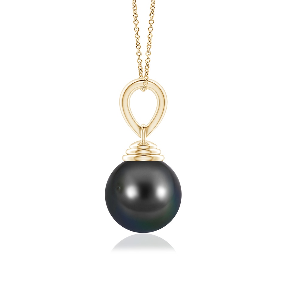 10mm AA Classic Solitaire Tahitian Pearl Pendant in Yellow Gold side-1