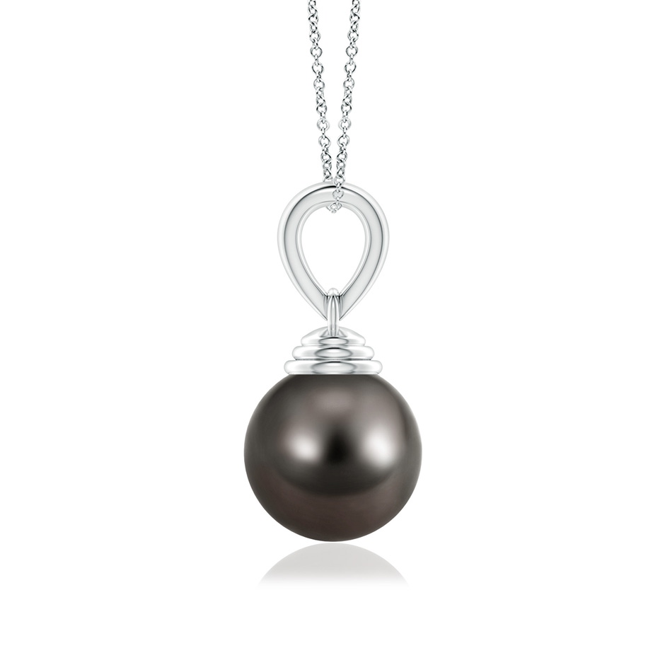 10mm AAA Classic Solitaire Tahitian Pearl Pendant in P950 Platinum side-1