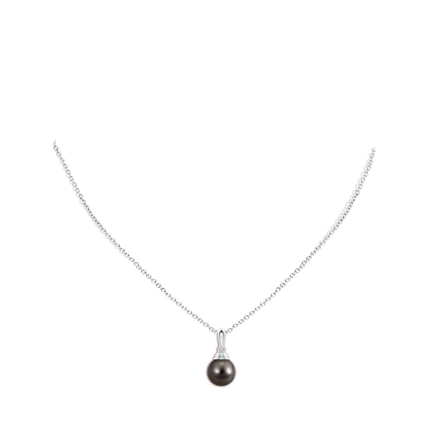 10mm AAA Classic Solitaire Tahitian Pearl Pendant in P950 Platinum - body_neck