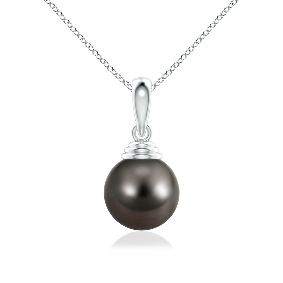 10mm AAA Classic Solitaire Tahitian Pearl Pendant in White Gold 