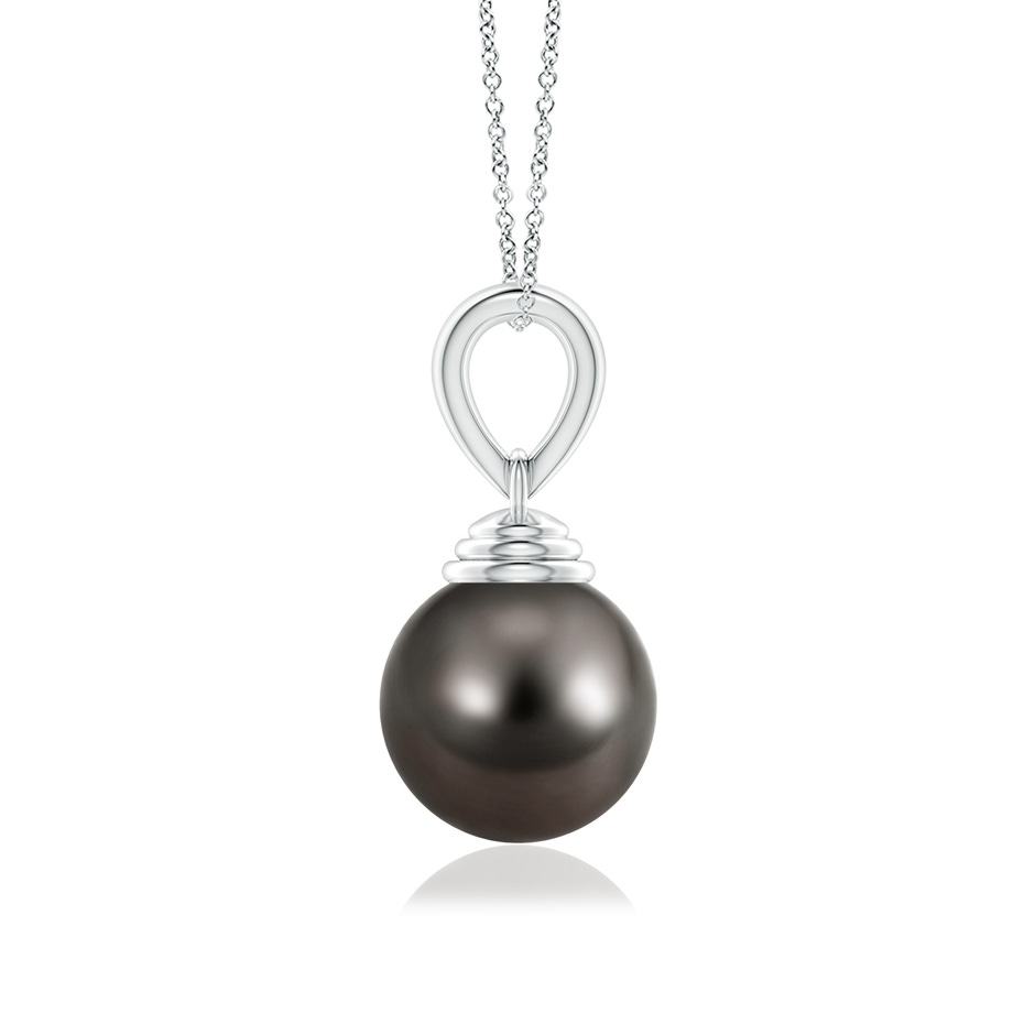 10mm AAA Classic Solitaire Tahitian Pearl Pendant in White Gold side-1