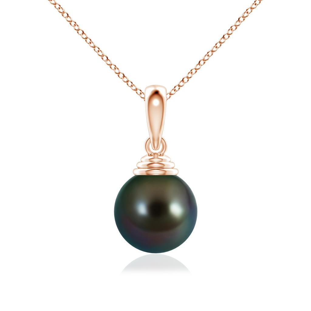 10mm AAAA Classic Solitaire Tahitian Pearl Pendant in Rose Gold
