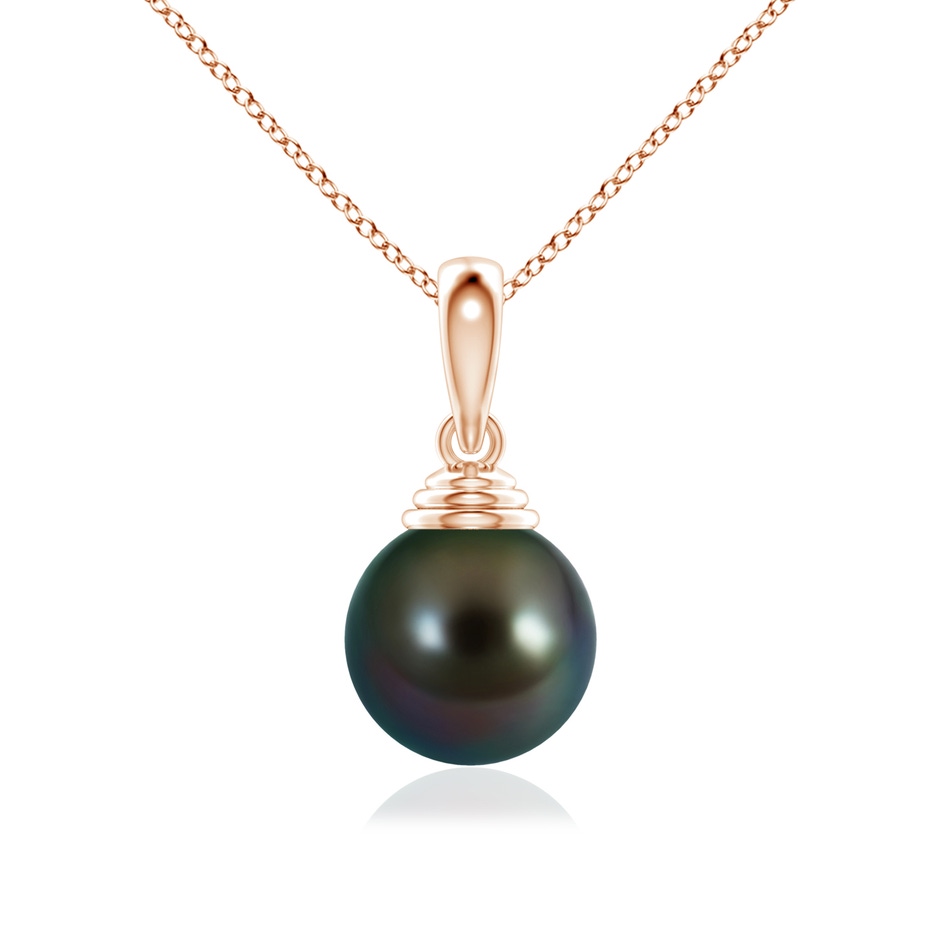 10mm AAAA Classic Solitaire Tahitian Pearl Pendant in Rose Gold 