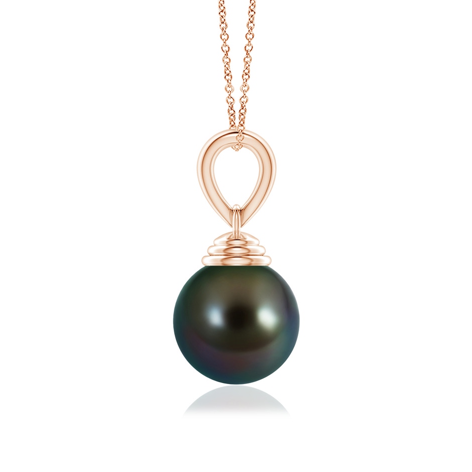 10mm AAAA Classic Solitaire Tahitian Pearl Pendant in Rose Gold side-1