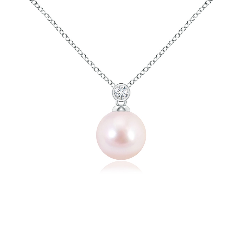 7mm AAAA Japanese Akoya Pearl Pendant with Bezel Diamond in P950 Platinum 