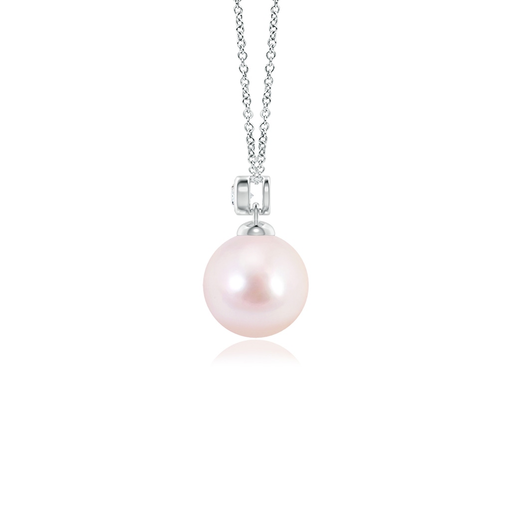 7mm AAAA Japanese Akoya Pearl Pendant with Bezel Diamond in P950 Platinum - side_1