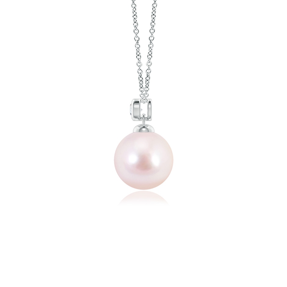 7mm AAAA Japanese Akoya Pearl Pendant with Bezel Diamond in P950 Platinum side-1